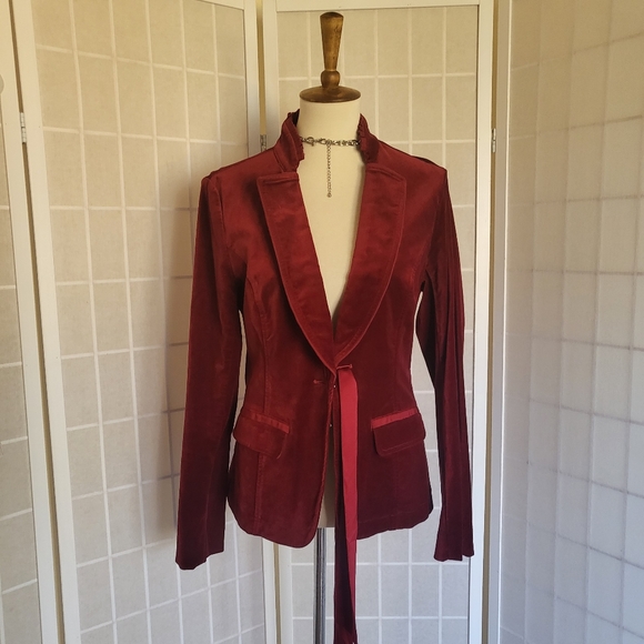 Vintage Jackets & Blazers - Vintage Red Velvet Evening Blazer Jacket